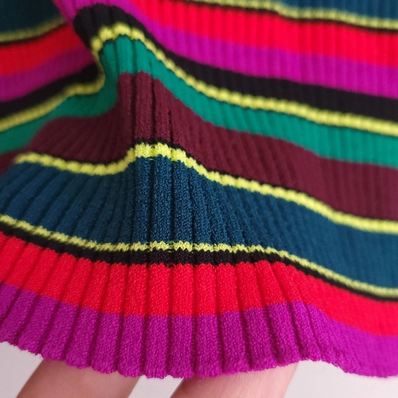 Milly Stripe Puff Sleeve Rib Knit Pullover Candycane Holiday Sweater Top - Picture 8 of 13